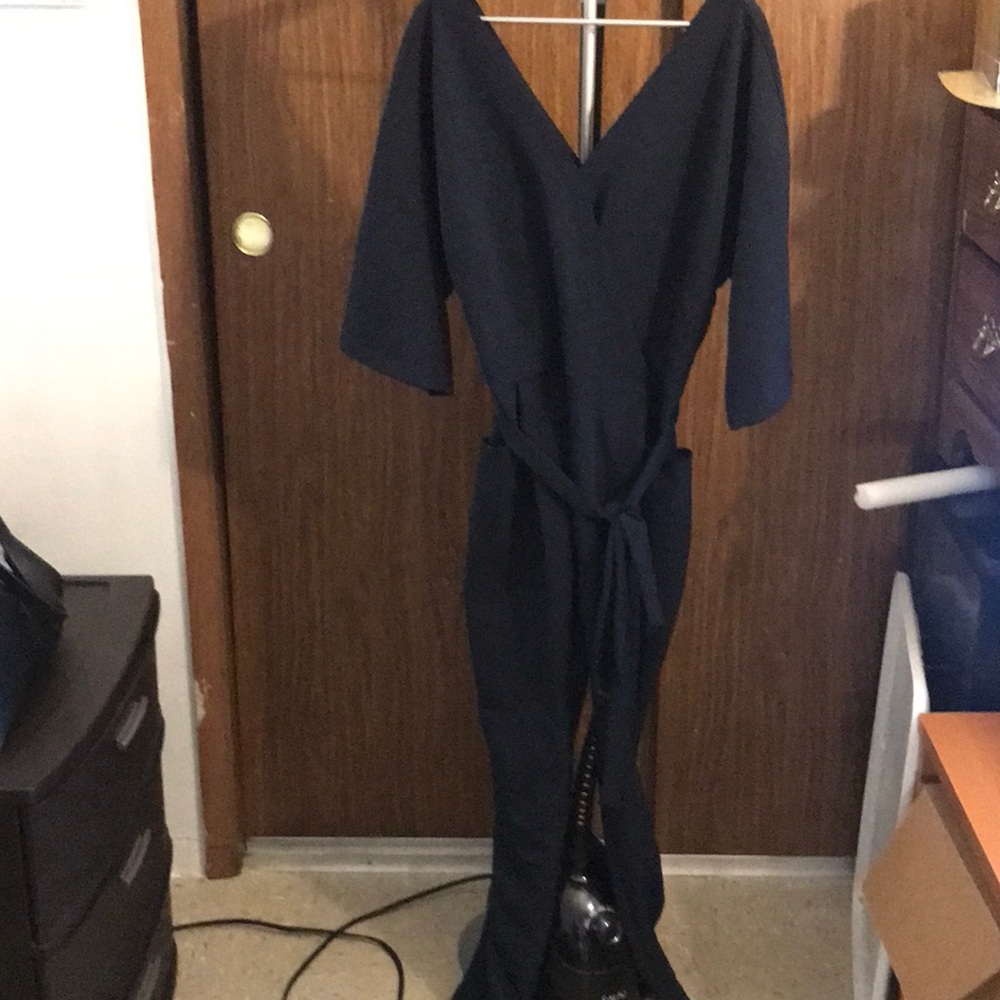 ASOS navy vneck kimono style jumpsuit